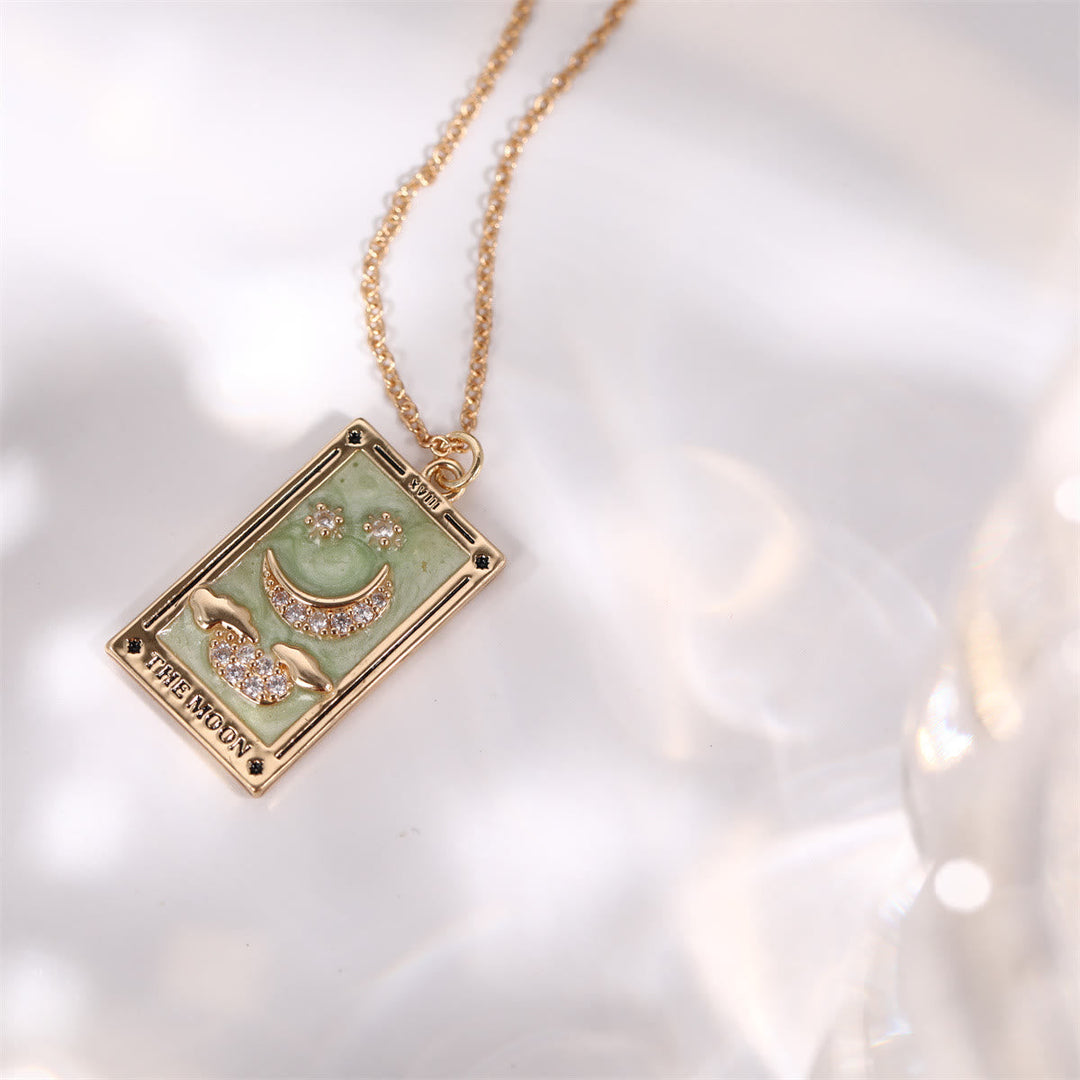Zirconia Gold-Plated Tarot Drop Pendant Necklace - Amara-The Empress-The Livary