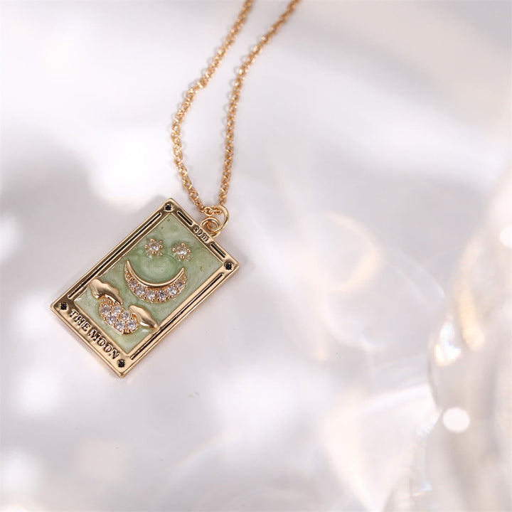 Zirconia Gold-Plated Tarot Drop Pendant Necklace - Amara-The Empress-The Livary