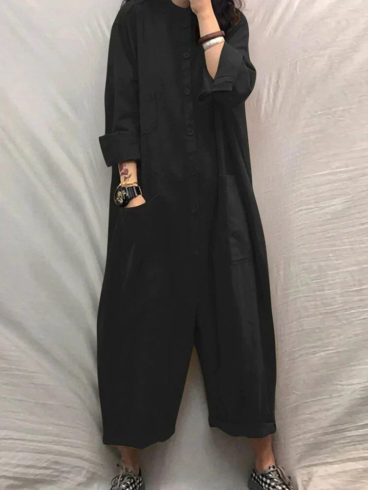 Airy summer jumpsuit with a wide cut for women – Livia-Black-S-The Livary