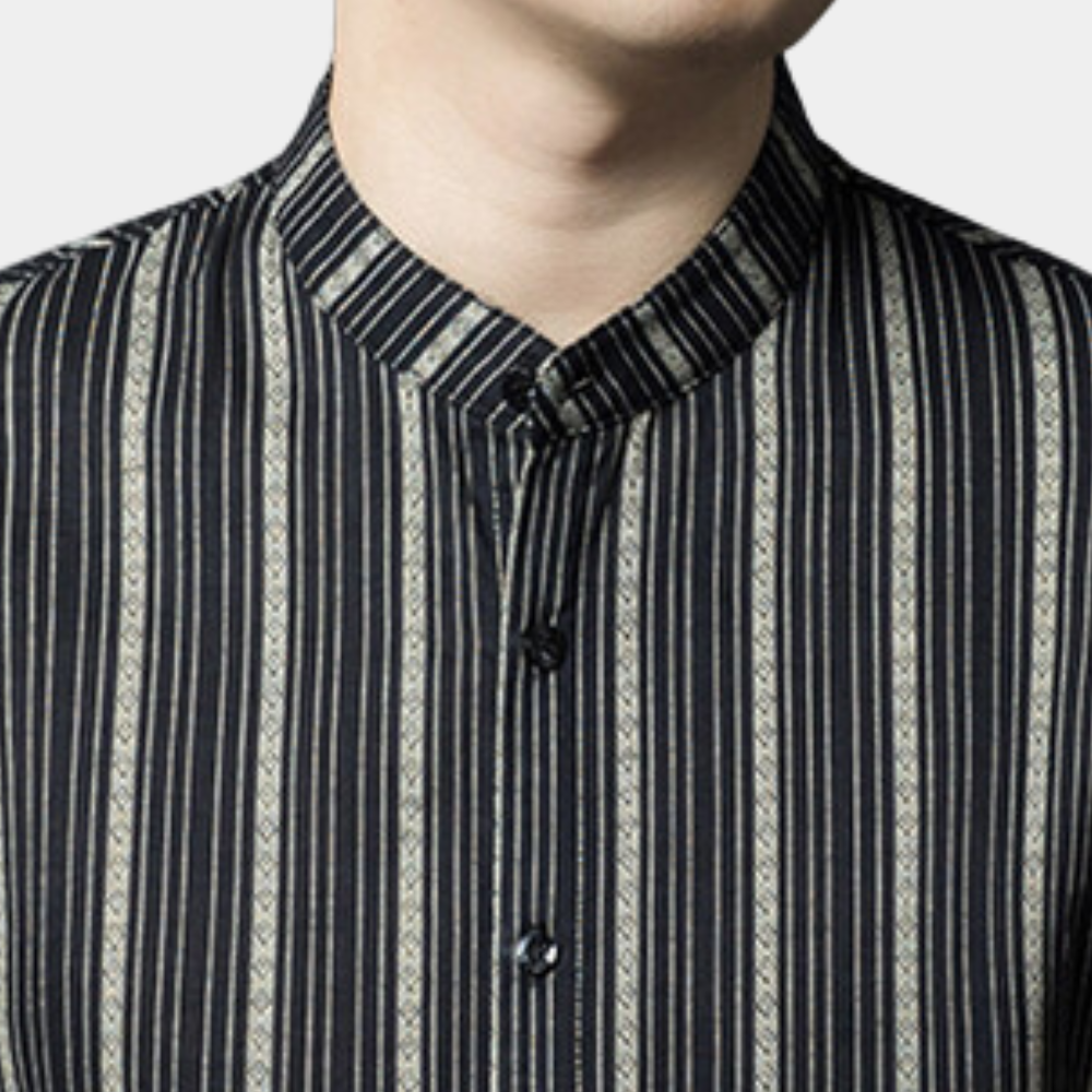 Stylish Striped Summer Men's Shirt - Lars-Black-S-The Livary