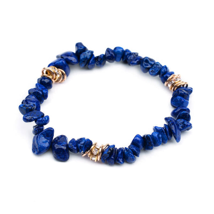 Stylish Natural Stone Crystal Beads Bracelet - Celine-Lapis Lazuli-The Livary