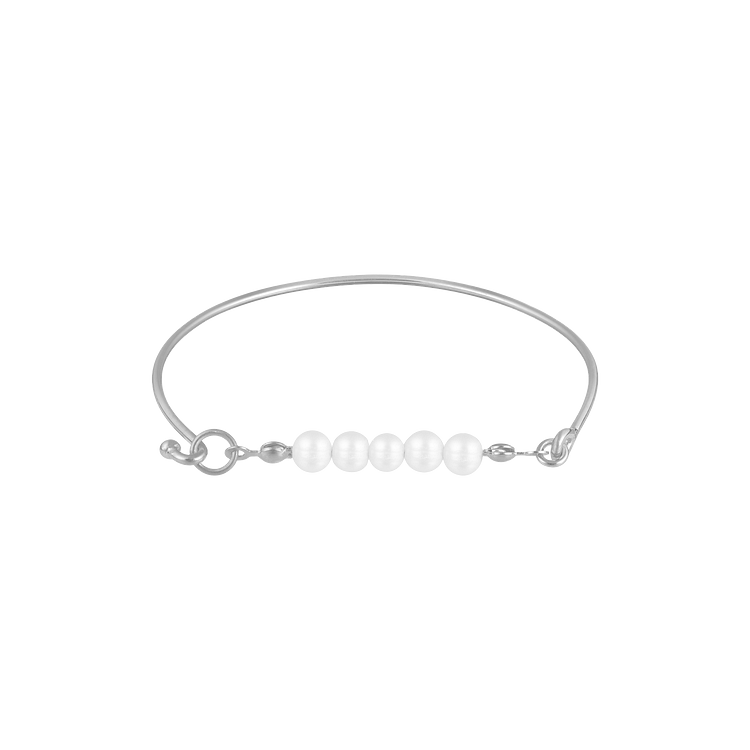 Stylish Bracelet with Delicate Pearls - Selina-Silver-The Livary