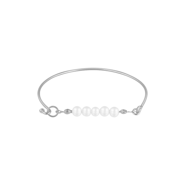 Stylish Bracelet with Delicate Pearls - Selina-Silver-The Livary