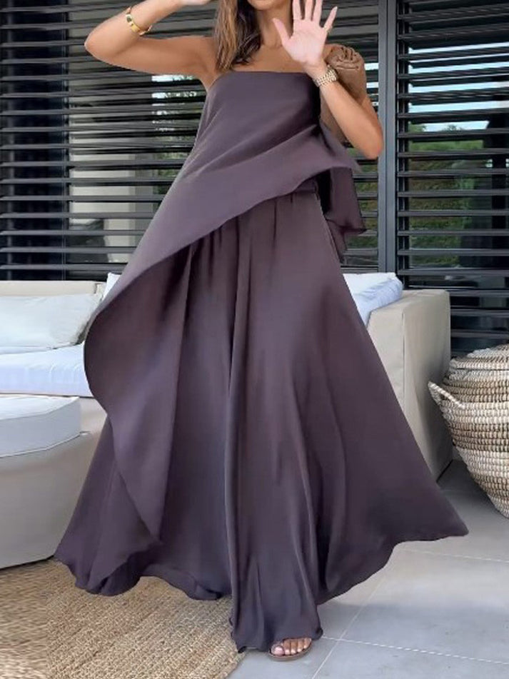 Two-Piece Off-Shoulder Blouse and Maxi Skirt Set for Women – Jolina-XS-The Livary