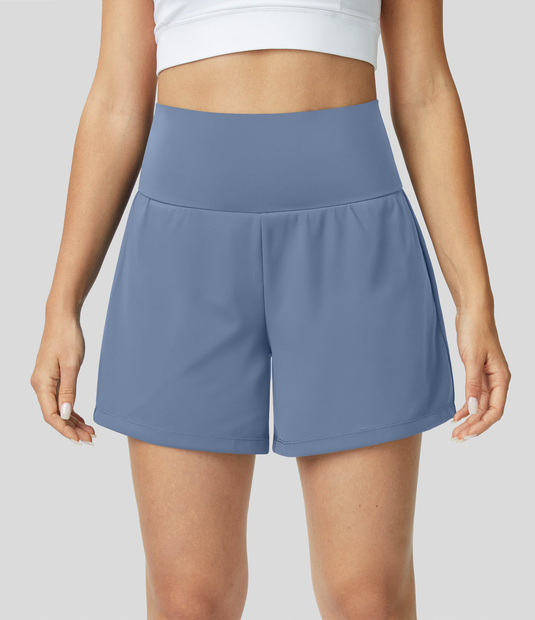 Breathable & Quick-drying High-Waist Fitness Shorts for Women – Mirabella-Stone blue-S-The Livary
