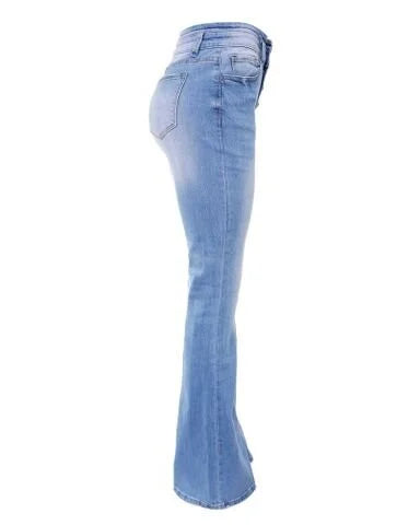 Trendy High-Waisted Denim Trousers - Mila-Blue-S-The Livary