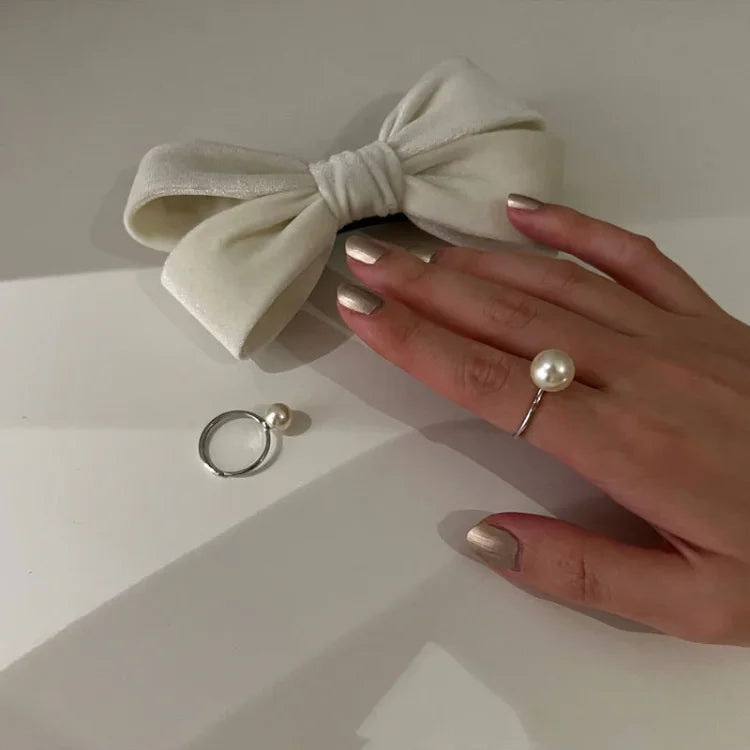 Classic Adjustable Pearl Ring - Sofia-White-The Livary