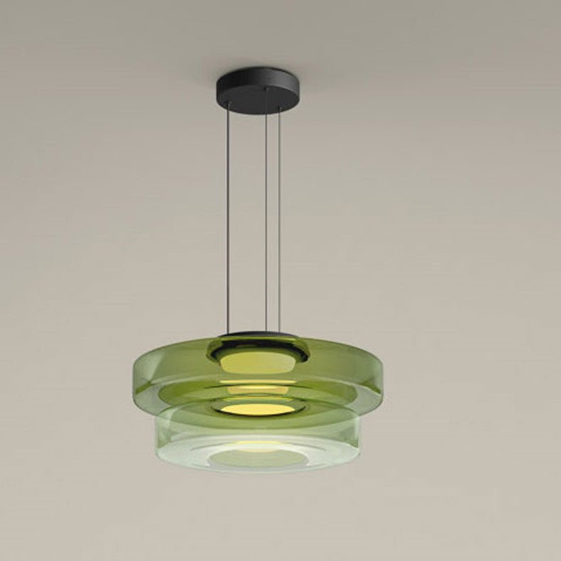Modern Glass Pendant Light in Bauhaus Style - AuroraSphere-Green-2 Level-D 13.78 x H 8.66 inches-The Livary