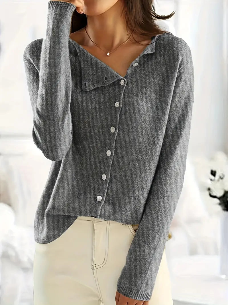 Smooth Asymmetrical Vest with Button Closure - Sienna-S-Dark grey-The Livary