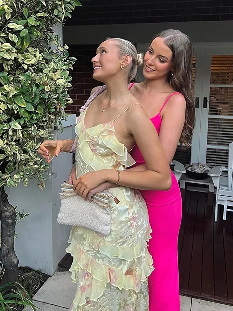 Colourful summer dress with playful ruffles – Lucia-Pink-S-The Livary