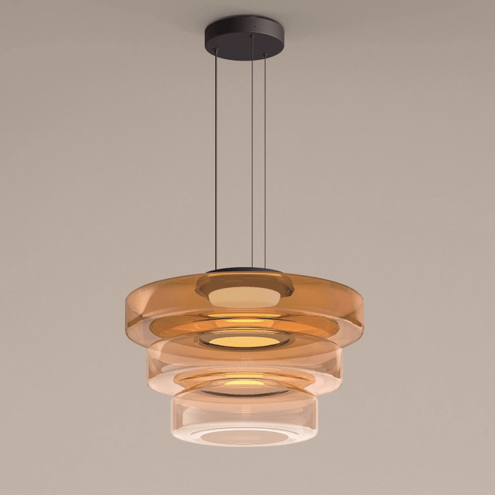 Modern Glass Pendant Light in Bauhaus Style - AuroraSphere-Amber-3 Level-D 17.72 x H 12.99 inches-The Livary