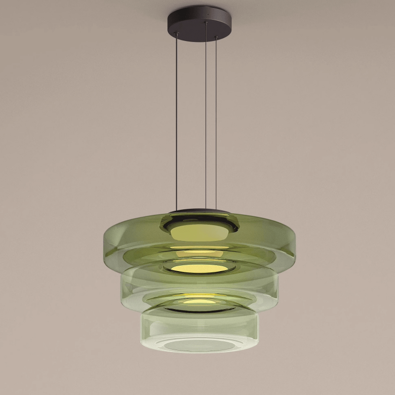 Modern Glass Pendant Light in Bauhaus Style - AuroraSphere-Green-3 Level-D 17.72 x H 12.99 inches-The Livary