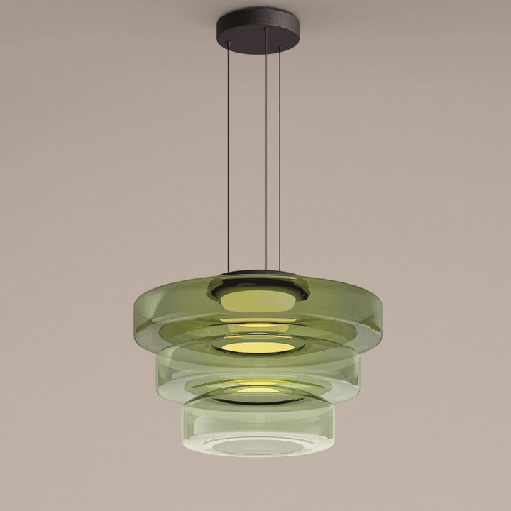 Modern Glass Pendant Light in Bauhaus Style - AuroraSphere-Green-3 Level-D 17.72 x H 12.99 inches-The Livary
