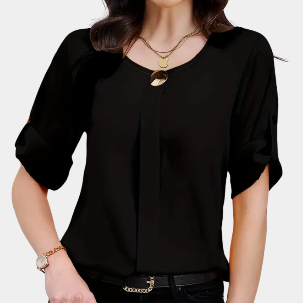 Lightweight Black Pleated Blouse for Women - Amira-XS-The Livary