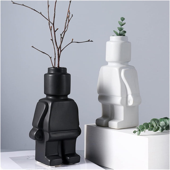 Ceramic Flower Pots Robot - BrickBotanica-Dark green-S-The Livary
