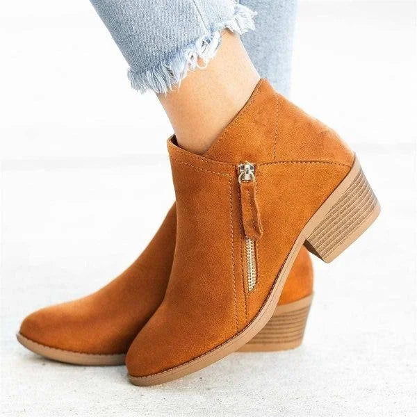 Orthopaedic Leather Ankle Boots - Helena-Orange-4.5-The Livary