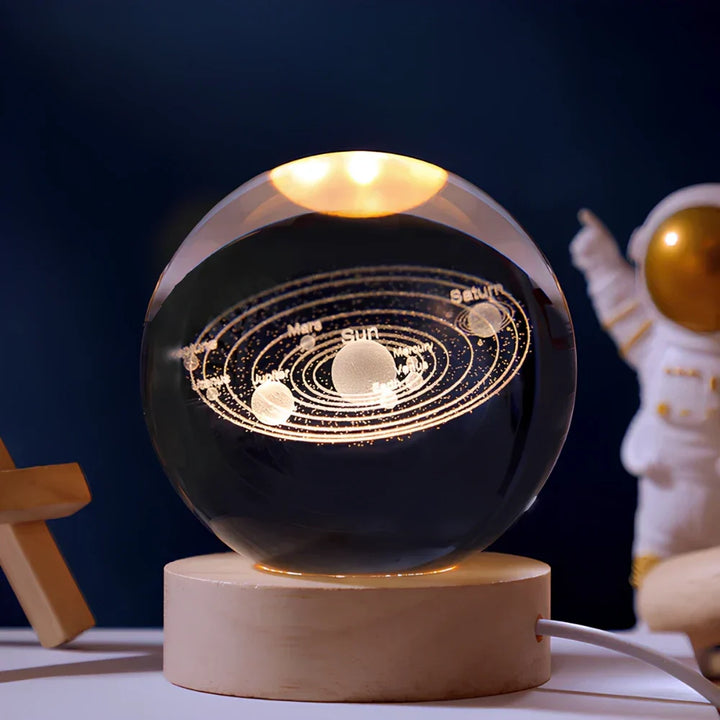 3D Engraved Crystal Sphere - Celestia-Solar system-The Livary
