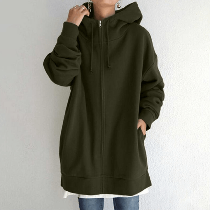 Comfortable Women's Jacket with Hood - ComfyHood-Military green-S-The Livary