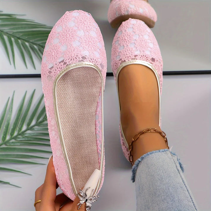 Flower Pattern Ballerinas | Fleur-3.5-Pink-The Livary