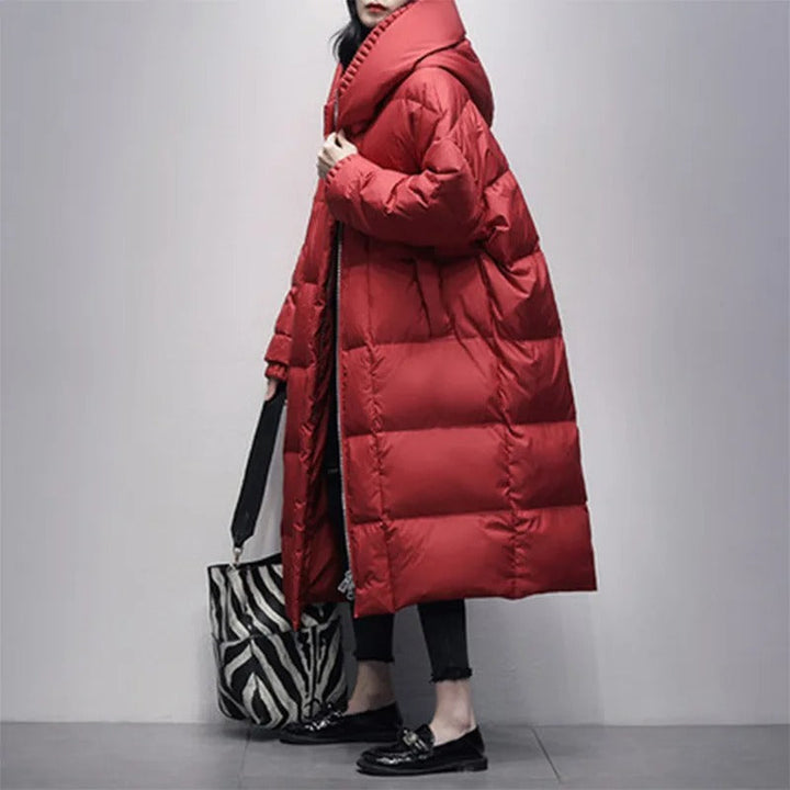 Long Ladies Winter Jacket - Amara-Red-S-The Livary