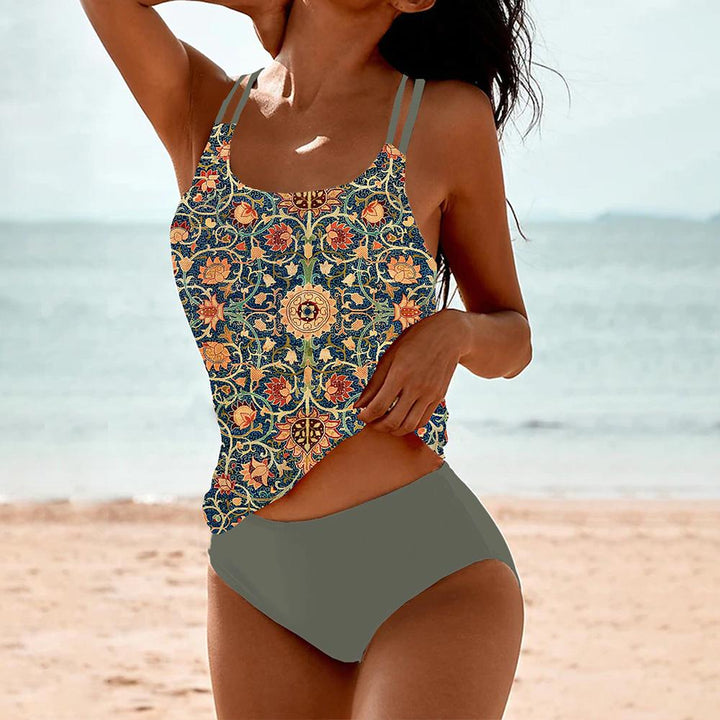 Stylish Sleeveless Bikini with Attractive Pattern - SummerGlow-S (36/38)-The Livary
