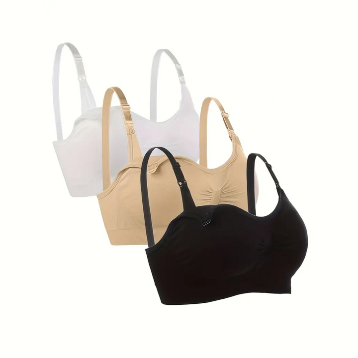 Comfortable Nursing Bra (Set of 3) – NurtureFit-White Beige Black-M-The Livary