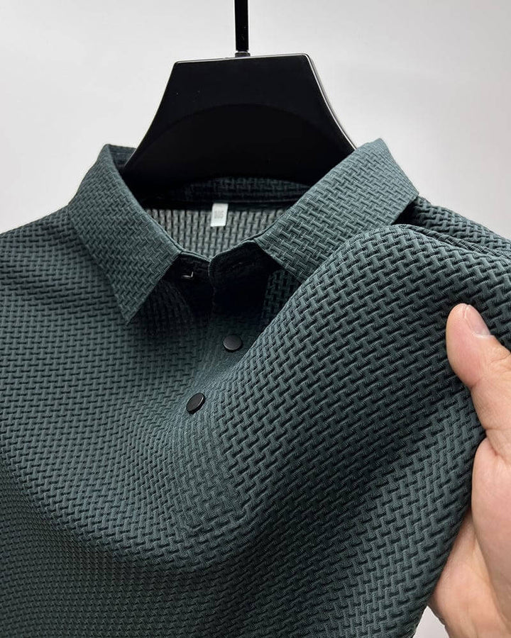 Men's Polo Shirt in Breathable Mesh - Matteo-Green-M-The Livary