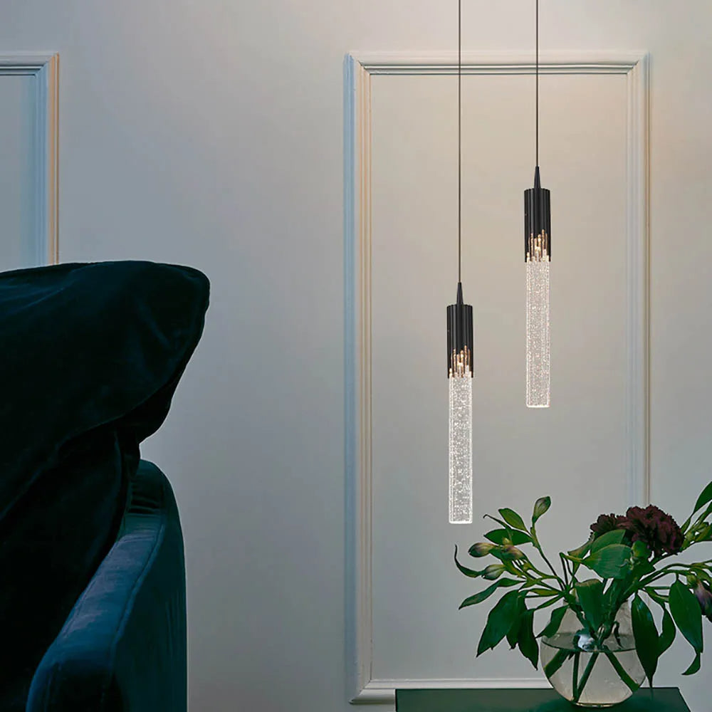 Glass Pendant Lamp in Cylindrical Shape - Lustreau-Gold-1 lamp-The Livary