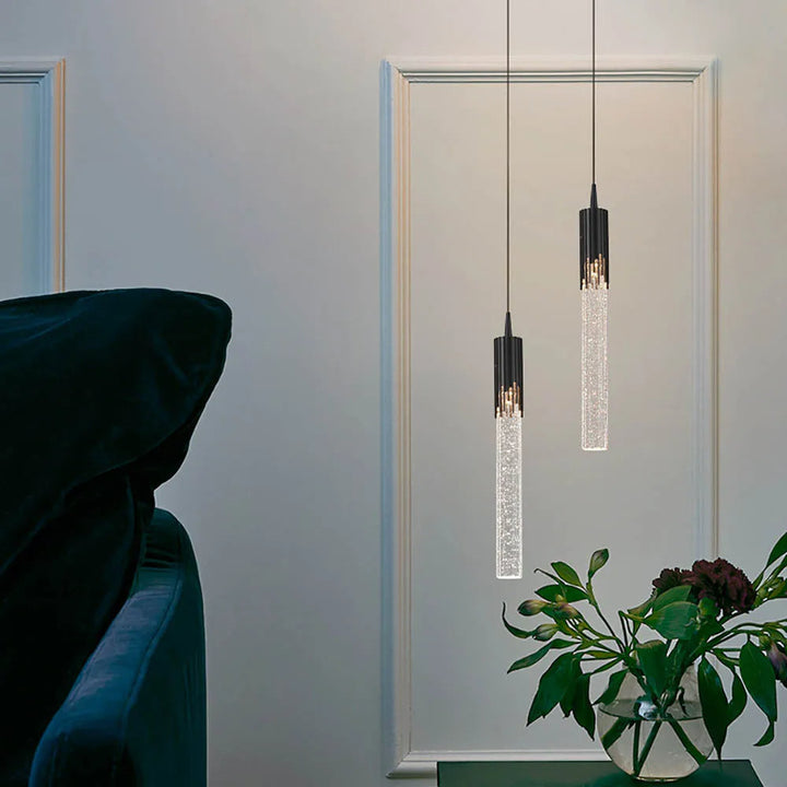 Glass Pendant Lamp in Cylindrical Shape - Lustreau-Gold-1 lamp-The Livary