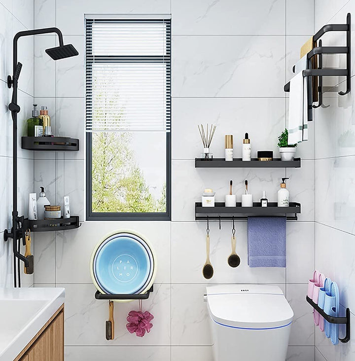 Towel Holder with Hooks - DrySpace-2 rods-40 cm-The Livary