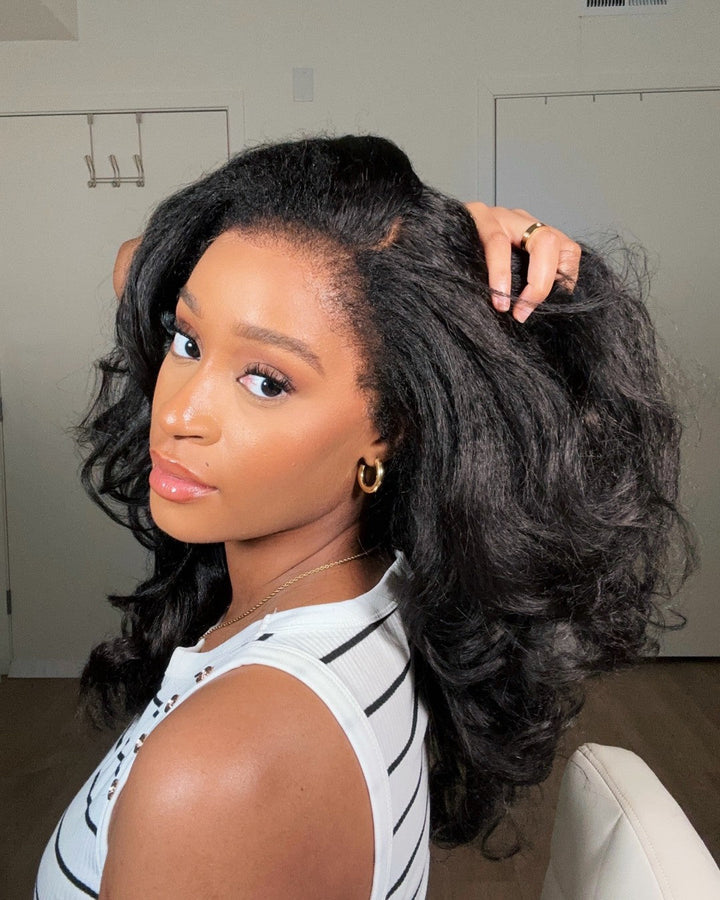 Black HD Lace Wig with Body Wave & Curly Edges – Amara-The Livary