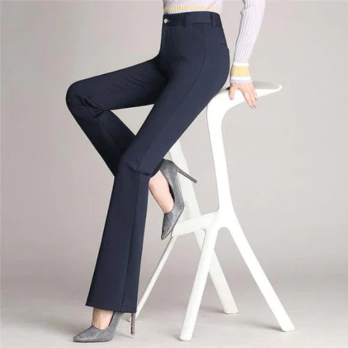 Slim Fit Flared High Waist Trousers – Mila-Black-S-The Livary