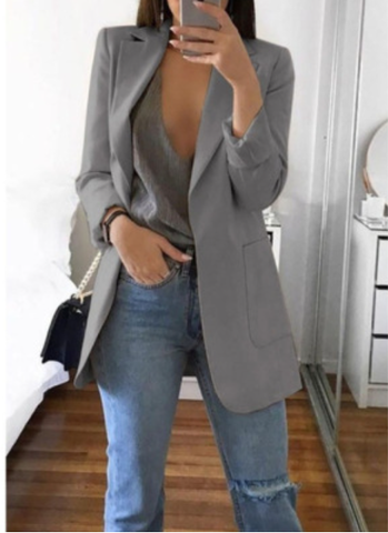 Trendy Ladies Blazer Vest - Elise-Grey-S-The Livary