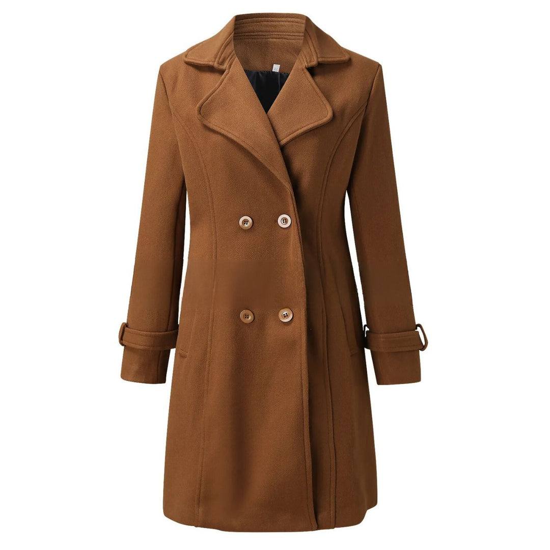 Stylish Long Women's Coat with Turned-down Collar - Valentina-Gray-S-The Livary