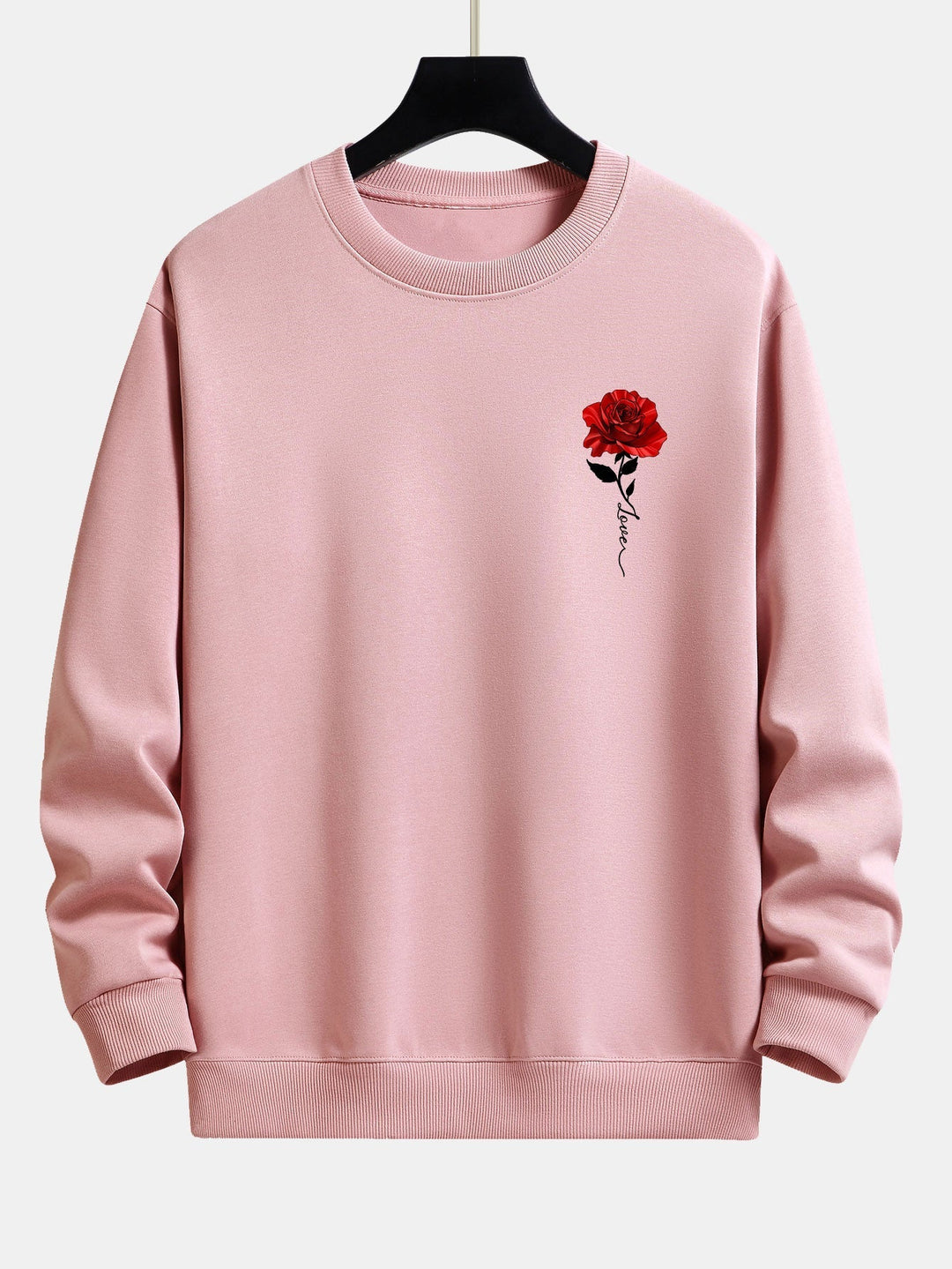 Ladies' Rose Print Sweatshirt - Amelia-Light pink-S-The Livary