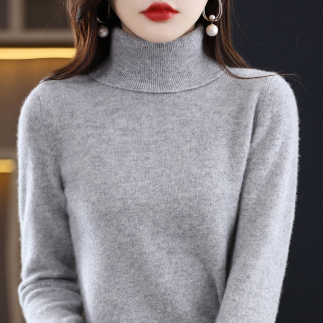 Luxury Cashmere Ladies Turtleneck - Elena-Grey-S-The Livary