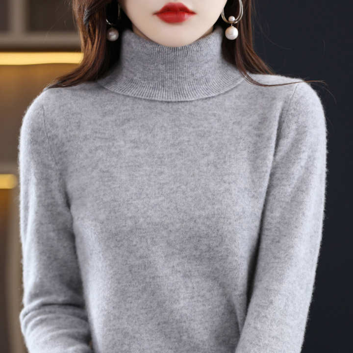 Luxury Cashmere Ladies Turtleneck - Elena-Grey-S-The Livary