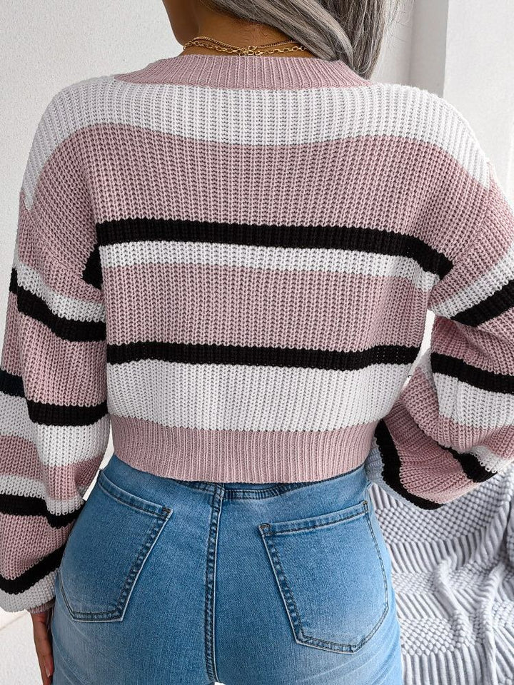 Striped Crop Sweater - Emory-Light blue-S-The Livary