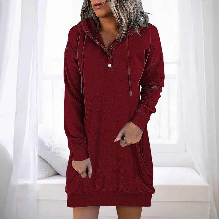 Minimalistic Long Women's Hoodie – Valeria-Red-S-The Livary