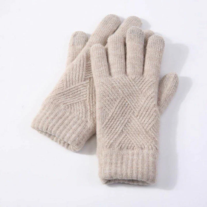 Comfy Knitted Women's Gloves - Isabelle-Beige-The Livary