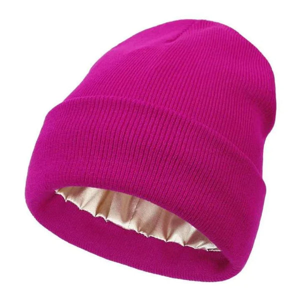 Winter Beanie with Silk Lining - Noor-Magenta-The Livary