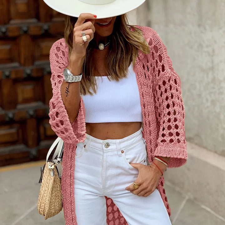 Nora Crocheted Cardigan | Stylish and Comfortable-S-Watermelon Red-The Livary
