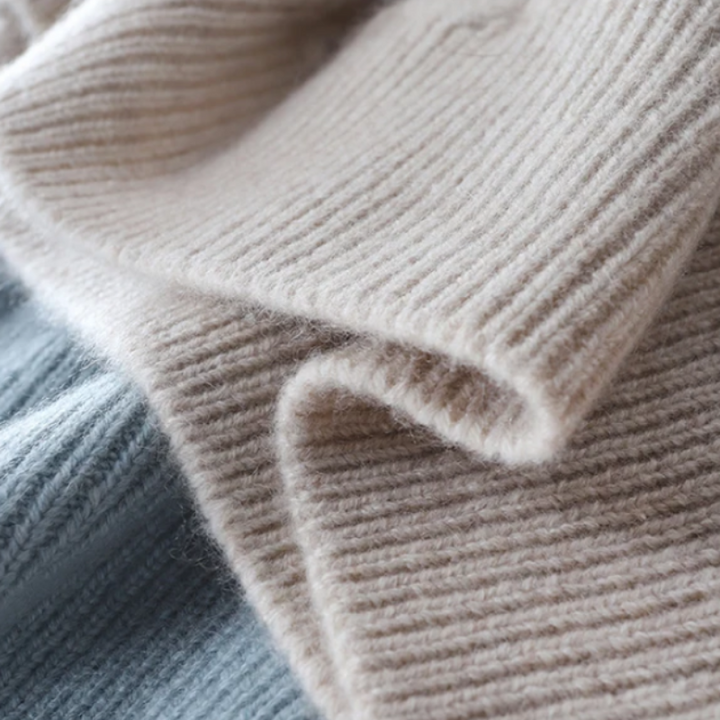 Luxury Cashmere Turtleneck with Checkered Pattern - Celeste-Blue-XS-The Livary