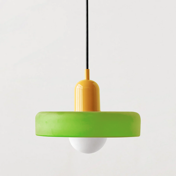 AA OUT OF STOCK Colourful Pendant Lamp in Bauhaus Style - StiloGlas-25 x 18 cm-Icy green-Yellow-The Livary