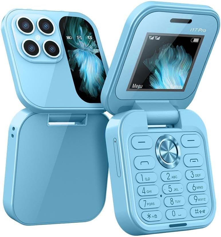 Foldable Mini Phone – FlipLite-Blue-The Livary