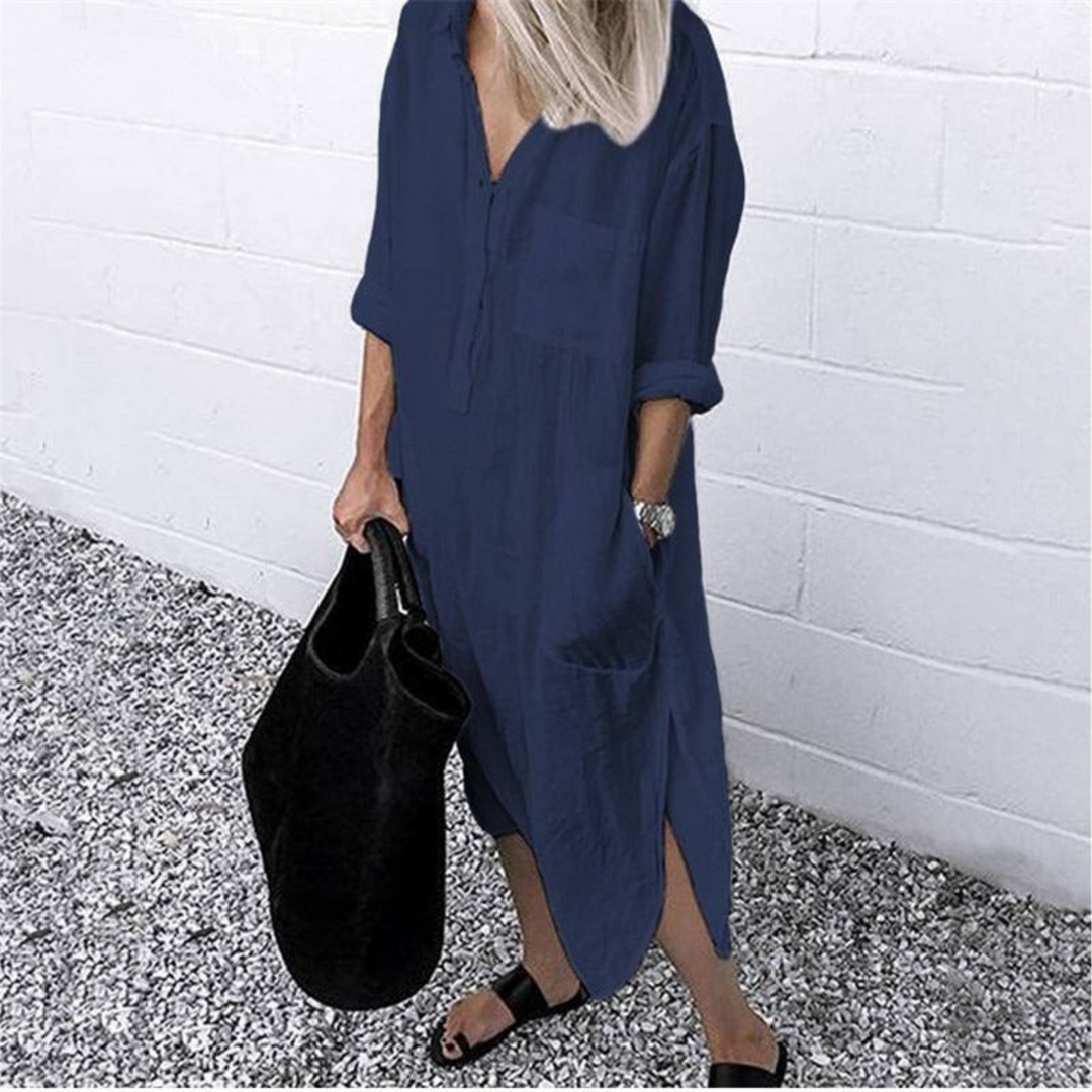 Smooth and Comfortable Long Summer Dress - Mila-Dark blue-S-The Livary