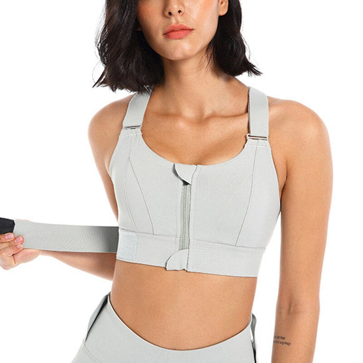 Sports bra with zip & back support – buy 1, get 1 free – Livia-Grey-S-The Livary