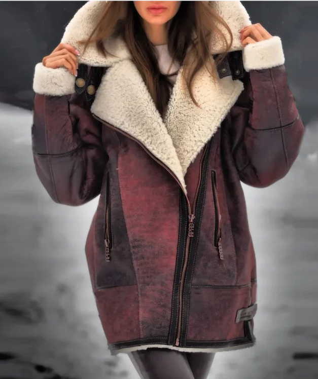 Warm Fleece Jacket for Women - Amara-Red-S-The Livary