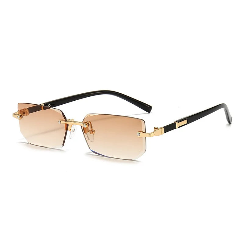 Stylish rectangular sunglasses without a frame for women - KlaraView-Brown-The Livary