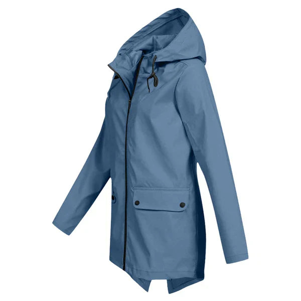 Trendy Women's Rain Jacket with Hood - Liora-Beige-S-The Livary